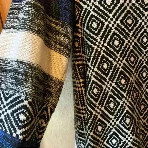 Passport Long Sleeve Draped Open Front Cardigan Blue & Black Size XL - Picture 13 of 14